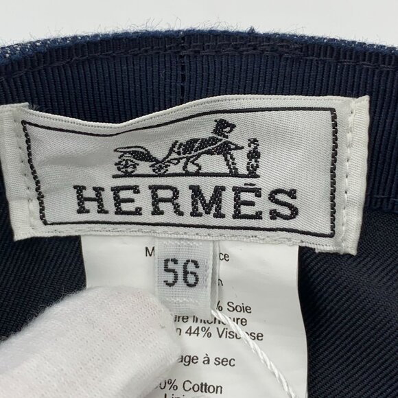 Hermes Deep Blue Denim Cotton Baseball Cap Size 56 Adjustable Strap 100% Cotton main image 8